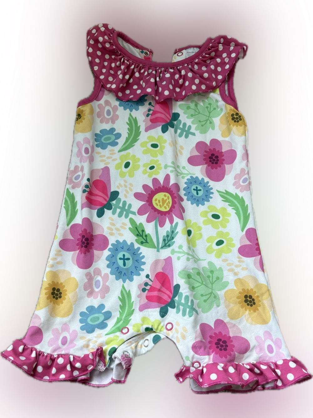 Penelope Plumm Toddler Floral Ruffle Romper - Pink Multi